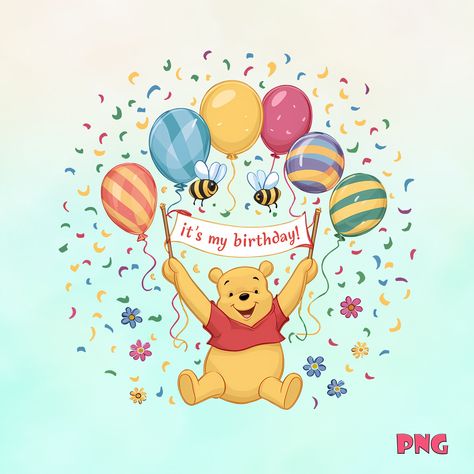 Winnie The Pooh Png, Christmas Jobs, Happy Birthday Png, Harry Potter Disney, Disney Easter, Party Png, Birthday Png, Bear Party, Honey Bear