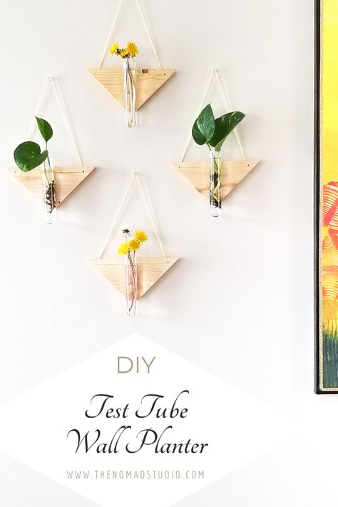 Test Tube Holder Diy, Diy Test Tube Planter, Using Scrap Wood, Beach Glass Crafts, Dry Wall, Diy Planter, Sanitizer Holder, Hand Sanitizer Holder, Make A Table