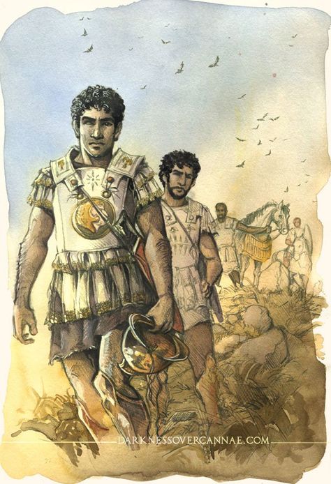 Hannibal and Maharbal on a small hill overlooking the field prior to battle Hannibal Barca, Ancient Carthage, Ancient Civilisations, Punic Wars, Hellenistic Period, Historical Illustration, Classical Period, Ancient Warfare, Medieval World