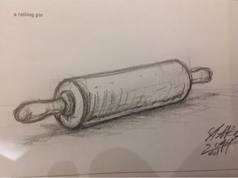 #642Things - 001: A Rolling Pin by Charlie Aabo 642 Things To Draw, Still Life Sketch, Basic Sketching, Pencil Sketches Easy, Sunset Canvas Painting, Shading Drawing, Life Sketch, A Level Art Sketchbook, Pen Art Drawings