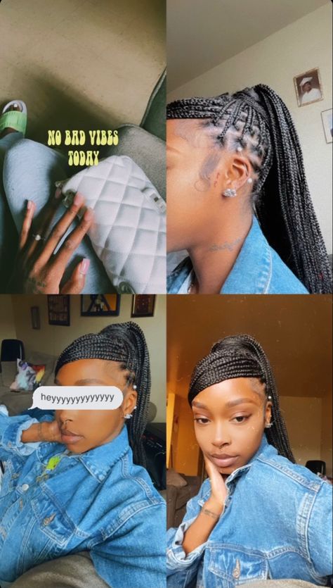 Knotless Braids Swoop Ponytail, Swoop Knotless Braids, Hairstyles Short Blonde Hair, Box Braids Hairstyles Short, Braids Hairstyles Short, Knotless Braid Hairstyles, Knotless Braid, Braids Styling, Big Box Braids