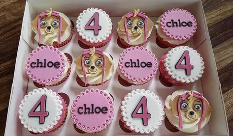 Sky Paw Patrol Cupcakes, Paw Patrol Cupcakes Girl, Skye Cupcakes, Paw Patrol Cups, Paw Patrol Treats, Skye Paw Patrol Cake, Paw Patrol Birthday Party Cake, Sky Paw Patrol, Paw Patrol Cupcakes