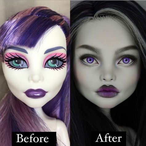 Pink Doll Aesthetic, Ooak Dolls Monster High, Repaint Furniture, Doll Repaint Tutorial, Monster High Doll Repaint, Barbie Kids, Poppy Doll, Doll Customization, Doll Customs