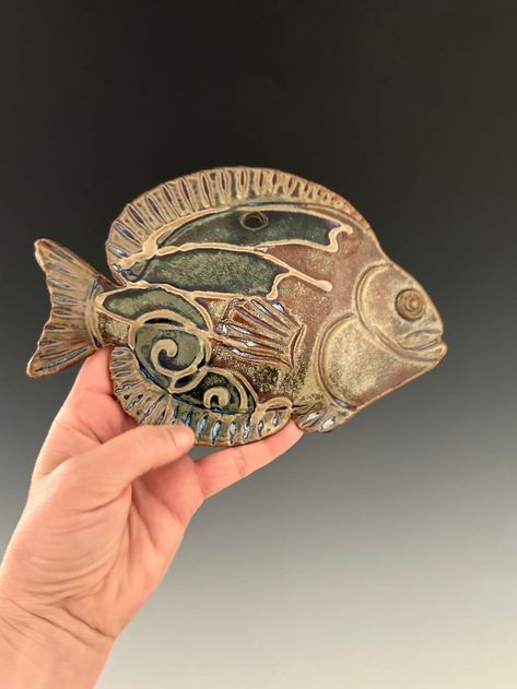 Fish Wall Hanging, Pottery Fish, Clay Fish, Pottery Wall, Pottery Animals, Ceramic Fish, Slab Pottery, Fish Art, Fine Art Ceramics