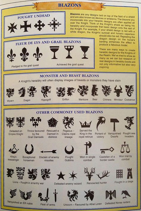 Fantasy Army, Heraldry Symbols, Warhammer Bretonnia Art, Bretonnia Warhammer, Medieval Symbols, Family Crest Symbols, Medieval Heraldry Symbols, Medieval Heraldry, Heraldic Shield