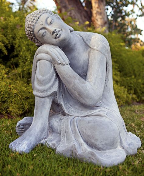 Peaceful Resting Buddha Garden Statue made of all-weather ResinStone. Available at BuddhaGroove.com. Resting Buddha, Buddah Statue, Buddha Statue Garden, Image Zen, Meditating Buddha Statue, Buddha Groove, Buddha Garden, Little Buddha, Meditation Garden