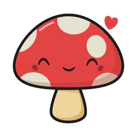 Cute Kawaii Mushroom - Mushroom - T-Shirt | TeePublic Cute Mushroom Pictures, Mini Drawings Mushroom, Whimsical Mushroom Drawing, Cute Mushroom Drawing, Cute Mini Drawings, Kawaii Mushroom, Drawing Easy Step By Step, Cute Mushrooms, Cartoon Cupcakes