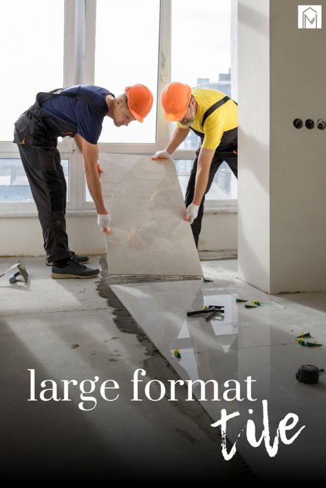 Thinking about installing large format tile for your next renovation? Read this post for an overview of everything you need to know about large format tile: what it is, pros and cons, and 4 tips for working with large format tile! Large Format Tiles, Large Format Tile, Diy Home Improvement, Large Format, Pros And Cons, Ceramic Tile, Wedding Card, Card Templates, Keep It Cleaner