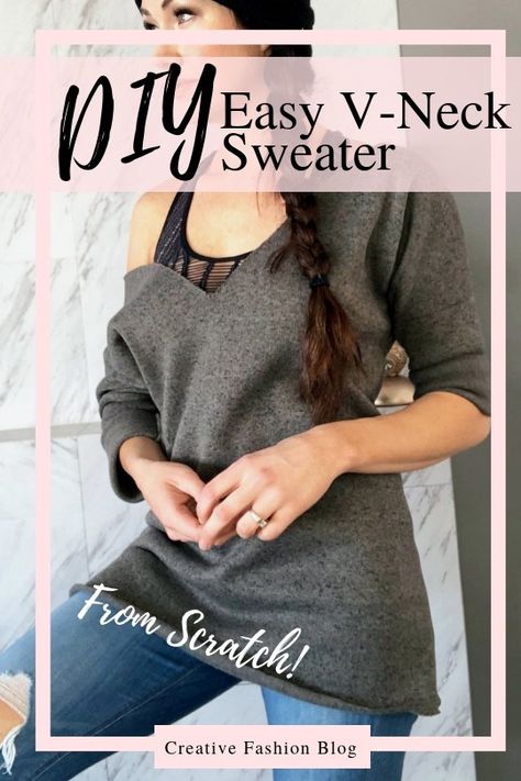 Easy DIY sweater sewing pattern with free printable! This oversized design will have you making sweatshirts for all of the women in your life this fall and winter! The loose fit is comfortable and flattering and off the shoulder design make it the perfect casual slouchy sweater. #diysweater #sewingtutorial #sewingprintable Sewing Tops For Women, Making Sweatshirts, Clothes Remake, Refashioning Clothes, Sweatshirt Sewing, Sweater Tutorial, Sewing Top, Open Shoulder Sweater, Sweatshirt Refashion