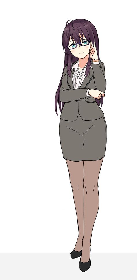 Office Lady Outfit Anime, Office Lady Drawing, Anime Work Outfit, Office Anime Lady, Anime Office Lady, Anime Office Woman, Female Office Outfits, Lady Anime, Anime Suit