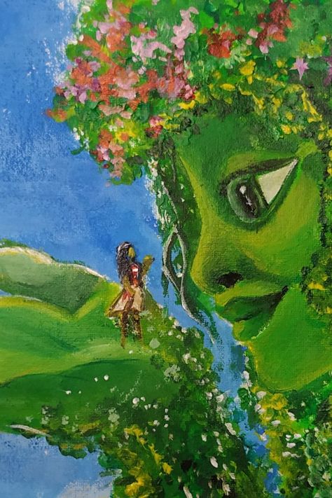 Disney's Te fiti with Acrylic Painting by Kheya Nandi Disney Oil Pastel Art, Disney Princess Acrylic Painting, Moana Art Painting, Disney Acrylic Painting, Character Painting Ideas, Moana Painting, Movie Paintings, Moana Fan Art, Disney Princess Sketches