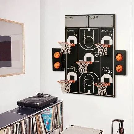 KPD 2023 Holiday Gift Guide - Boys - K. Peterson Design Basketball Hoop Wall, Teen Basement, Modern Coat Rack Wall, Hoop Wall Decor, Wall Games, Wall Decor Man Cave, Wall Art Man Cave, Basketball Room, Modern Wall Hooks