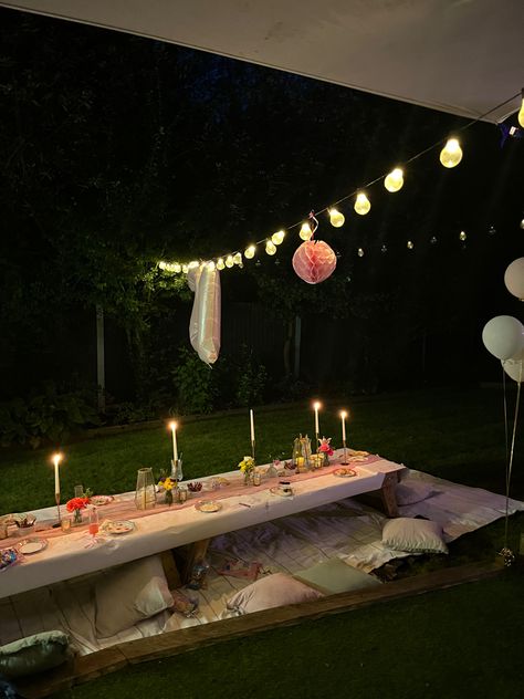 late night tea party #birthdayparty #partythemes Night Time Tea Party, Hen Party Afternoon Tea, Night Time Garden Party, Night Tea Party, Tea Party Chandelier, Late Night Party, Night Time Tea, Spring Formal, Hens Night