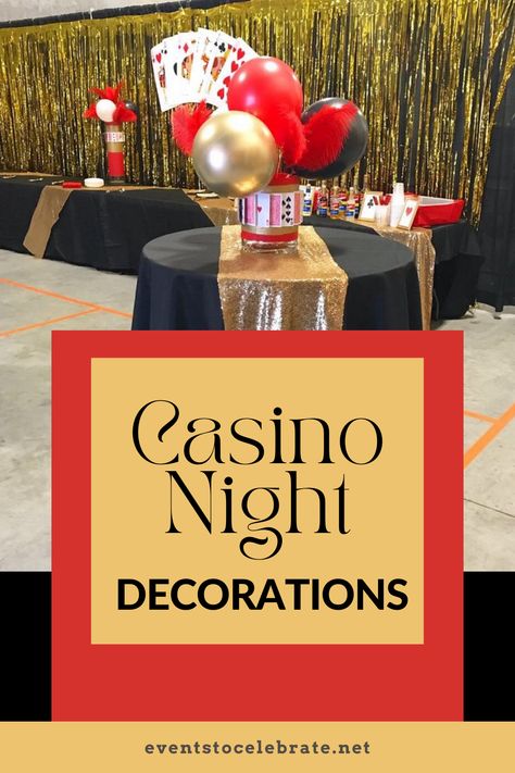 Casino Night Decorations Casino Christmas Party Centerpiece Ideas, Homemade Casino Games, Casino Night Photo Booth, Diy Casino Party Decorations, Casino Night At Home, Corporate Casino Night, Casino Theme Party Decorations Diy Ideas, Casino Royale Party Decorations, Casino Night Table Decor