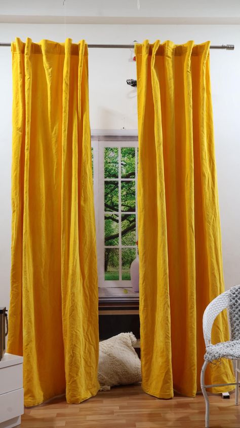 Mustard Yellow Color Velvet Curtain Nursery Bedroom Kitchen Office Window Velvet Curtain 2panel Curtain Made Home Solid Color Velvet curtain Velvet Curtains Living Room, Curtains Handmade, Balcony Curtains, Curtains Door, Extra Long Curtains, Window Curtains Bedroom, Mustard Yellow Color, Living Room Door, Tab Curtains