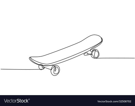 Retro Skateboard, Retro Vector, Continuous Line Drawing, Continuous Line, Line Drawing, Line Art, Skateboard, Vector Images, Vector Free