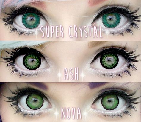 Green circle lens on green eyes. Black Contact Lenses, Colored Eye Contacts, Eye Contacts, Scene Makeup, Eye Contact Lenses, Halloween Contact Lenses, Cosplay Contacts, Halloween Contacts, Colored Contact Lenses