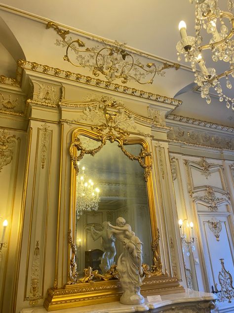 Ornate Mirror Aesthetic, Mirror Building, Vampire Moodboard, Big Fancy Mirror, Versailles Mirror Room, Fancy Mirror, Home Mirror, Big Gold Ornate Mirror, Fancy Mirrors