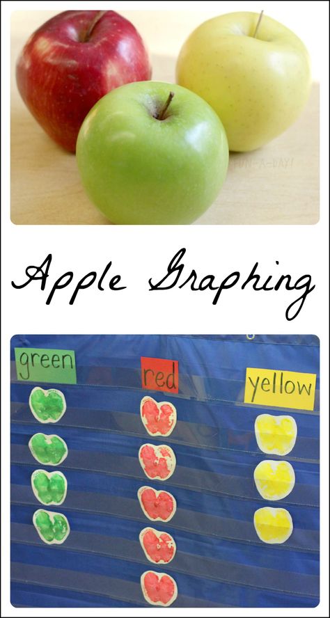 A fun way to combine science, math, and art for lots of playful learning! Great for a preschool apple theme, as well as kindergarten and homeschool. #playfulpreschool Apple Math Preschool, Apple Math Worksheets, Math Apple Activities, Preschool Apples, Preschool Apple Theme, Apple Kindergarten, Apple Week, Apple Day, Apple Math