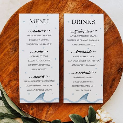 Sparkling Sangria, Shark Baby Shower, Sea Shark, Drinks And Food, Baby Shower Menu, Sea Baby Shower, Food Template, Baby Shower Desserts, Spiced Cider