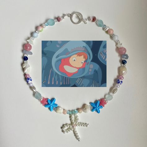 Ponyo Inspired Necklace, Studio Ghibli Beaded Necklace, Studio Ghibli Beaded Bracelet, Ponyo Jewellery, Ponyo Bracelets, Studio Ghibli Necklace, Ghibli Necklace, Pretty Jewelry Necklaces, Diy Collier