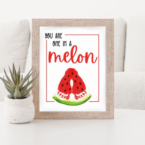 DIY Father's Day Watermelon Footprint Art - Kids Craft Activity - One in a Melon - 8.5"x11" - Printable Instant Download PDF by LittleDoodlePrintsCo on Etsy Watermelon Footprint Art, Watermelon Footprint, Footprint Art Kids, Watermelon Craft, Watermelon Crafts, Footprint Craft, Birthday Inspo, Daycare Activities, Footprint Art