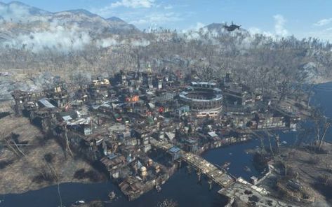 Fallout 4 Settlement, Fallout Settlement, Fallout 4 Settlement Ideas, Apocalypse Landscape, Fallout Rpg, Fallout Fan Art, Fallout Concept Art, Apocalypse Aesthetic, Fallout Game