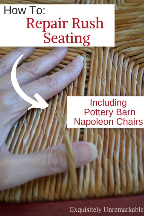 How To Repair Rush Seating Pottery Barn Chair, Chair Redo, Chair Repair, Diy Chair, Glue Gun, Organization Hacks, Dining Room Chairs, Pottery Barn, Helpful Hints