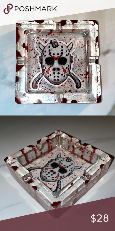 Handmade resin Ashtray Friday The 13th Resin Ashtray Ideas, Jason Friday The 13th, Saint Augustine Florida, Resin Ashtray, Jason Friday, Silicone Resin Molds, Silicone Resin, Resin Ideas, Ash Tray