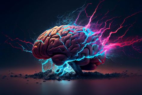 Brain Pictures Art, Brain Zaps, Brain Emoji, Mind Explosion, Brain Explosion, Brain Creative, Colorful Lightning, Brain Pictures, Brain Thinking