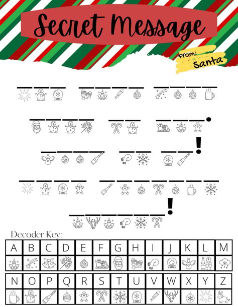 Secret Santa Messages, Kindness For Kids, Message From Santa, Puzzle Activity, Santa Gift Tags, Elf On A Shelf, English Activities For Kids, Printable Christmas Coloring Pages, Christmas Games For Kids