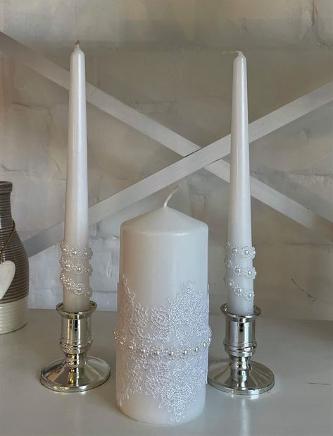 PRICES MAY VARY. Unity candle set includes 2 Taper Candles (10" tall) and Big Pillar Candle (6"tall) Long burning candles (70 hours) CANDLE HOLDERS are NOT INCLUDE Using high quality wax and wicks. Non-toxic, Eco-friendly and BPA free Candles do not smoke and do not flow. The wick is not impregnated with alcohol Charming candles for wedding works pretty with different colors and patterns Create a meaningful moment during your special day with Magik Life's Unity Candle Set. Perfect for adding a d Wedding Ceremony Unity Candle, Candles For Wedding, Unity Candle Holder, Pretty Wedding Invitations, Candle Sets, Specialty Candles, Ceremony Candles, Unity Candle Set, Tall Candle Holders