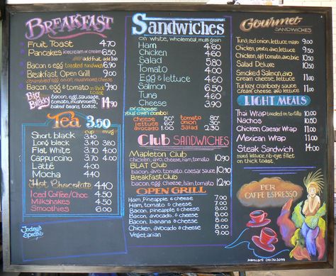 Cafe Menu Board Ideas, Blackboard Menu Ideas, Cute Menu Board, Cafe Blackboard, Cafe Menu Board Design, Menu Blackboard, Blackboard Menu Design, Cafe Chalkboard Art Menu, Black Board Menu Design