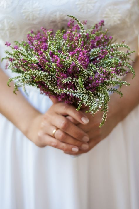 Heather wedding boquet Heather Wedding Flowers, Heather Wedding Decoration, Heather Wedding Bouquet, Heather Bouquet, Heather Wedding, April Wedding, Beautiful Flowers, Wedding Flowers, Heathers