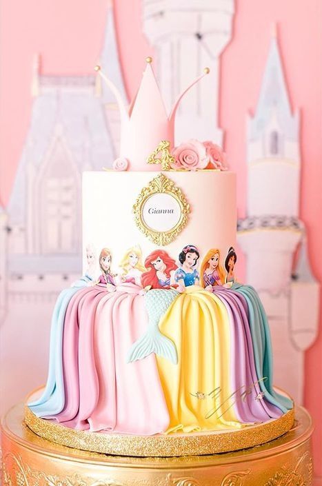 Princess Cake Design, Disney Princess Tea Party, Princess Theme Cake, Disney Princess Birthday Cakes, Thematic Cake, Tea Party Cake, Disneyland Birthday, Disney Princess Cake, Disney Princess Birthday Party