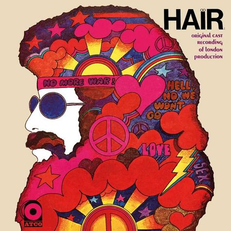 Soundtrack to the musical Hair, cover art: Stanisław Zagórski 70's Art, Musical Hair, 60s Art, Art Hippie, Peter Max, Music Album Covers, Judas Priest, Hair Cover, Miles Davis