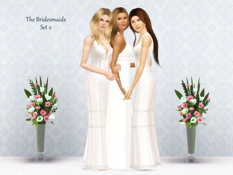 Three Bridesmaids, 3 Bridesmaids, Sims 4 Couple, 2 Brides, Sims 3 Mods, Pin Up Poses, Group Poses, Two Brides, Sims 3 Cc