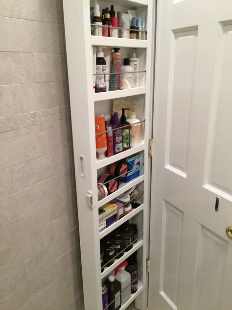 Organizer Behind Door, Back Of Door Bathroom Storage, Rear Door Storage, Bathroom Shelves Behind Door, Behind The Door Storage Bathroom, Door Mounted Storage, Bathroom Storage Behind Door, Slim Behind The Door Storage, Wall Shelves With Doors