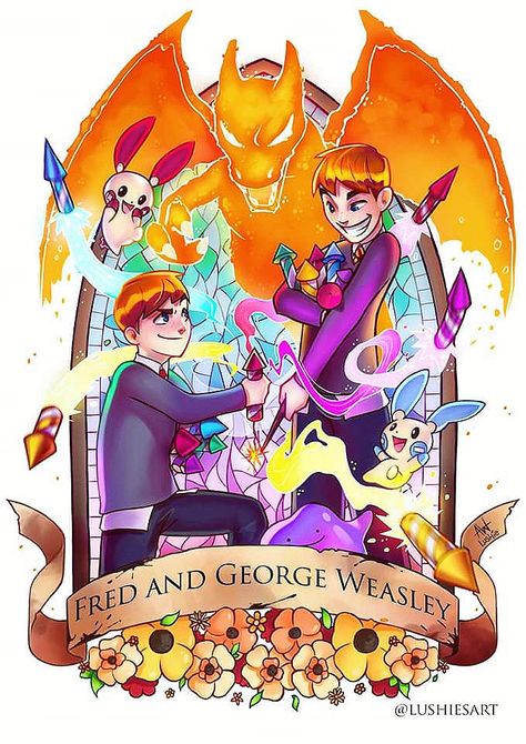 Harry Potter Pokemon, Fantastic Beasts And Where To Find Them, Fred And George, Harry Potter Cartoon, Harry Potter Classroom, Harry Potter Bedroom, Harry Potter Illustrations, Cute Harry Potter, Fred And George Weasley