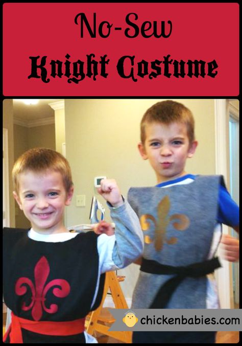 chicken babies: No-Sew Knight Costume Bravery, Cub scouts. No Sew Crafts, Diy Knight Costume, Knight Costume For Kids, Knight Costumes, Knight Birthday Party, Sew Crafts, Knight Party, Medieval Party, Prince Costume