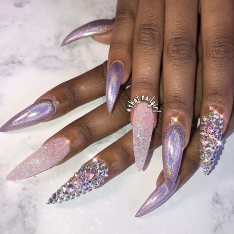 Nails Diamonds, Nice Hands, Designed Nails, Nail Aesthetics, Boujee Nails, Sweet Nails, Glitter Nails Acrylic, Stiletto Nail Art, Stiletto Nails Designs