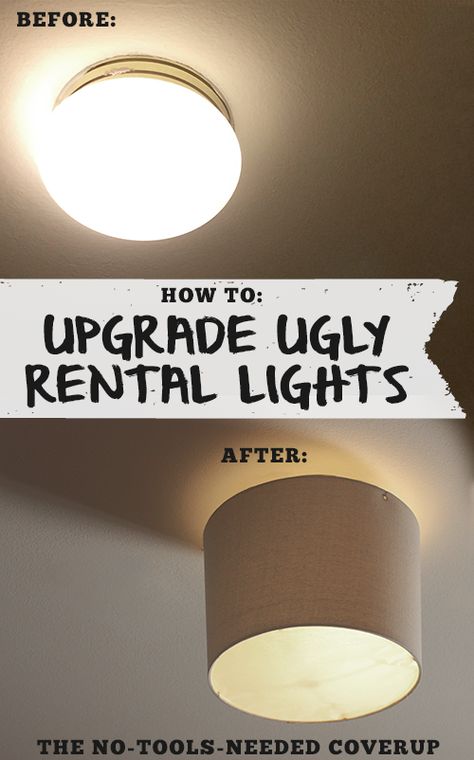 Cheap and easy fix for ugly apartment/builder grade lighting. Boho Apartment, Apartment Hacks, Cheap Apartment, Builder Grade, Diy Casa, Rental Decorating, Apartment Life, Décor Boho, Easy Home Decor