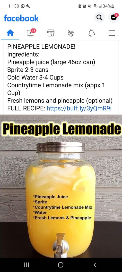 Country Time Lemonade Recipe, Drinks With Sprite, Sprite Recipe, Pink Lemonade Punch, Pineapple Lemonade Recipe, Good Lemonade Recipe, Country Time Lemonade, Pineapple Vodka, Lemonade Punch