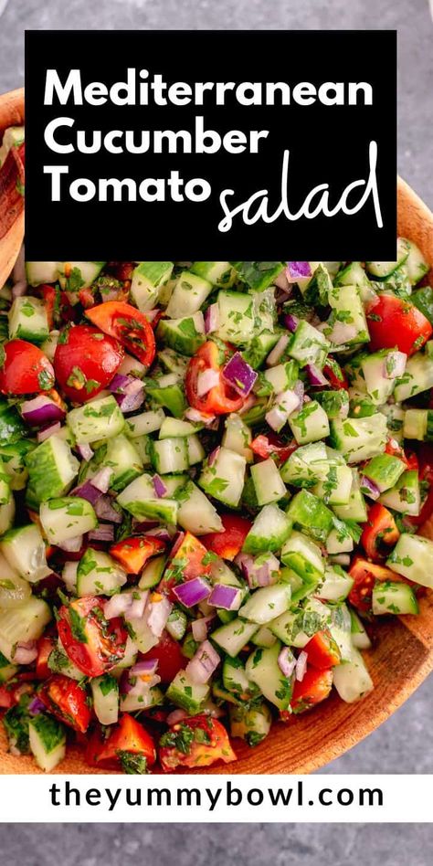 Mediterranean Cucumber, Mediterranean Cucumber Salad, Cucumber And Tomato Salad, Cucumber And Tomato, Side Salad Recipes, Fresh Salad Recipes, Cucumber Tomato Salad, Cucumber Recipes Salad, Cucumber Recipes