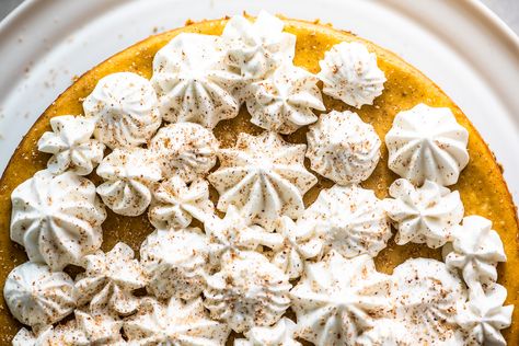 Pumpkin Spice Cheesecake | The View from Great Island Pumpkin Pie With Cream Cheese, Whipped Cream Decoration, Pumpkin Pie With Cream, Pie Whipped Cream, Pie With Cream Cheese, Mindful Meals, Traditional Holiday Desserts, Spice Cheesecake, Cream Decoration