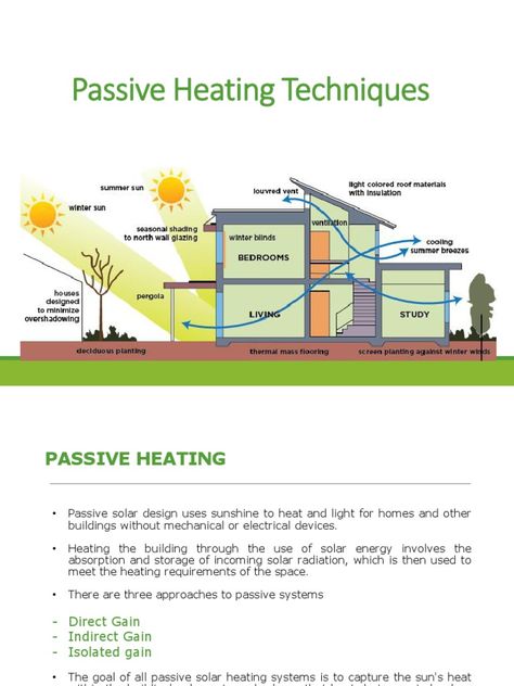 Passive heating techniques in a building in architecture. Passive Heating Architecture, Passive Techniques Architecture, Passive Cooling House Design, Passive Solar Architecture, Passive House Exterior, Passive House Design Architecture, Passive Heating And Cooling Home, Geo Thermal Heating And Cooling, Eco Building Architecture