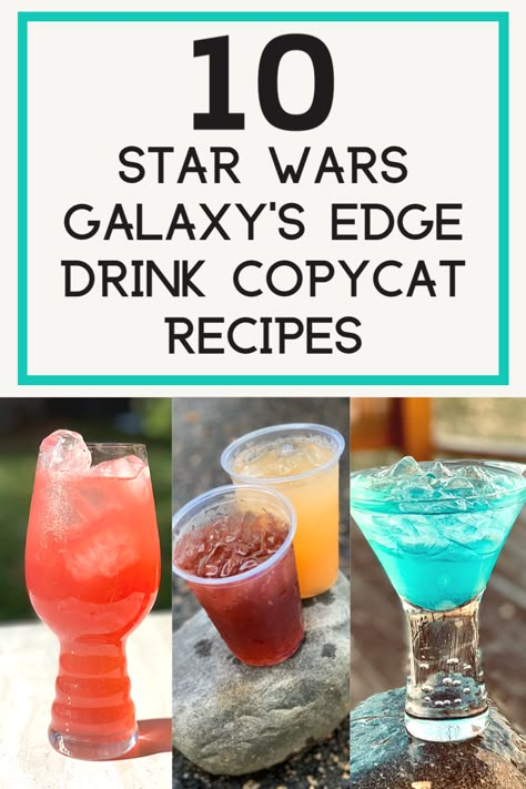 Here’s 10 Disney Galaxy’s Edge copycat drink recipes! Oga would want you to enjoy one at home while waiting to see her again 🍸#starwars #galaxysedge #ogascantina #disneyland #disneyworld #disneydrinks #alcoholicdrinks #monin #drinkrecipes #starwarsbirthday #starwarsfood #disneyparks #disneyfood Galaxys Edge Copycat Recipes, Star Wars Drinks Non Alcoholic, Star Wars Themed Drinks, King Neptune Drink, Disney Drinks Alcohol, Disney Recipes Copycat, Disney Inspired Drinks, Disneyland Food Recipes, Disney Themed Cocktails