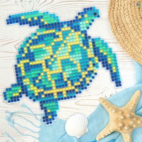 Pixel Turtle, Fuse Beads Ideas Cute, Fuse Beads Ideas, Vampire Moon, Bead Ornaments, Easter Egg Ornaments, Cute Turtle, Beads Designs, Beads Ideas