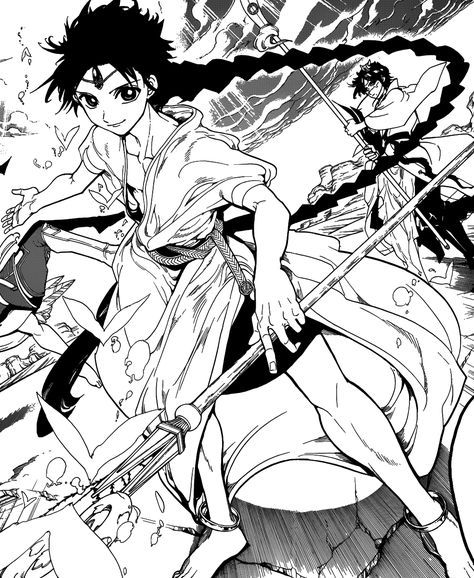 Aladdin (アラジン, Arajin) is one of the four Magi in the current era and a Magician. He is the son... Manga Magi, Magi Kingdom Of Magic, Aladdin Magi, The Kingdom Of Magic, Anime Magi, Fan Comic, Comic Page, Animated Icons, Manado