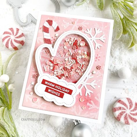 Pink Christmas Cards, Die Cut Christmas Cards, Holiday Script, Snowflake Stencil, Winter Mug, Winter Paper, The Mitten, Pretty Pink Posh, Shaker Cards